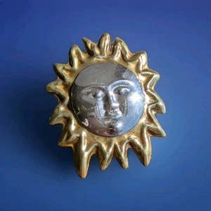 Large Taxco sterling silver And Brass sun brooch Signed, 21gr. - Picture 1 of 10