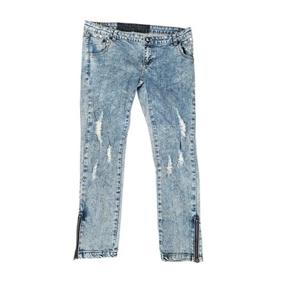 Pantalones de mezclilla ajustados de tiro bajo con cremallera desgastados talla 30 One Teaspoon Foto 1 de 4