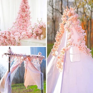 6/10xArtificial Cherry Blossom Flower Vines Hanging Silk Flowers Garland Wedding - Picture 1 of 15