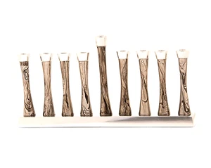 Metal Menorah - 9 x Columns With Swirl Design - 11" W x 5.5" H x 1.25" Deep - Picture 1 of 1