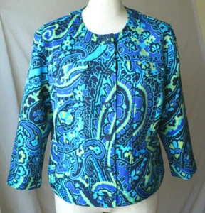 RUBY RD. BLAZER 3/4 SLEEVE MULTICOLOR JACKET BUTTON & POCKETS FRONT PAISLEY 16 - Picture 1 of 8