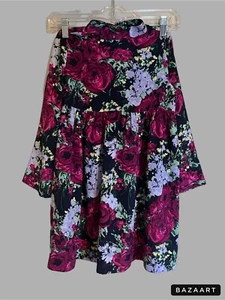 Janie and Jack Girls Fancy Party Dress Size 8 Purple Flowers Empire Waist - Picture 1 of 10
