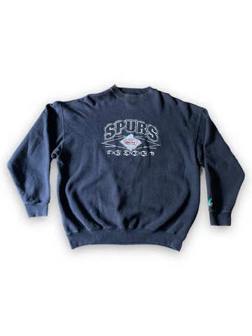 Vintage Logo Athletic San Antonio Spurs Crewneck Sweater Black XL Made In USA Cover