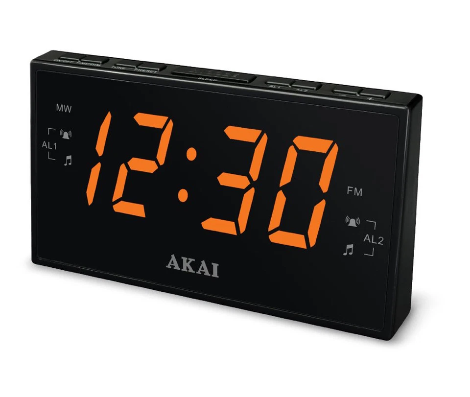 AKAI AM/FM PLL Digital Tuning DUAL ALARM CLOCK Radio LARGE 1.8"Amber LED Display - Image 1 of 1