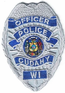 Cudahy Police Wisconsin Officer badge patch approx.  3.4 x 2.5 inches NEW - Picture 1 of 1