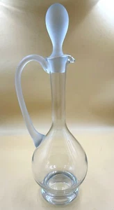 Elegant Romania Blown Carafe Decanter Ewer Clear Frosted 12.5" + 4.5" Stopper - Picture 1 of 7