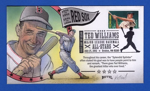 Scott 4694 MLB All-Stars Ted Williams Hand Painted Bevil FDC 38/150 Cover