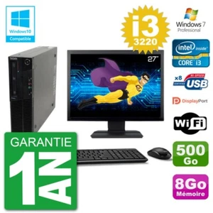 PC LENOVO M82 SFF Bildschirm 27 " i3-3220 RAM 8Go Disc 500Go Dvd-Brenner Wifi W7 - Bild 1 von 1