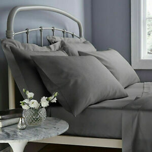 AU Bedding Collection Elephant Gray Solid/Striped All Sizes 1000 TC Cotton
