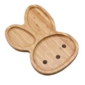 10 pcs Bamboo Bunny Face Plate Tray for Snacks Appetizer 4919x10 - Picture 1 of 7