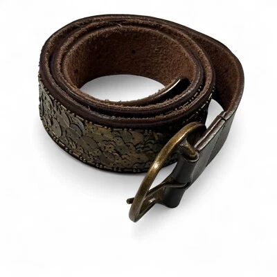 Abercrombie & Fitch Genuine Leather Belt Sequins Brown 1.5" Wide Sparkle - Image 1 of 4