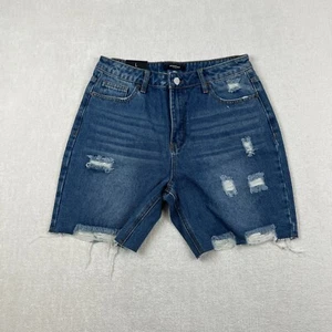 Pantaloncini American Bazi donna L (30x7) vita alta denim distrutto strappo sfilacciato taglio - Foto 1 di 13