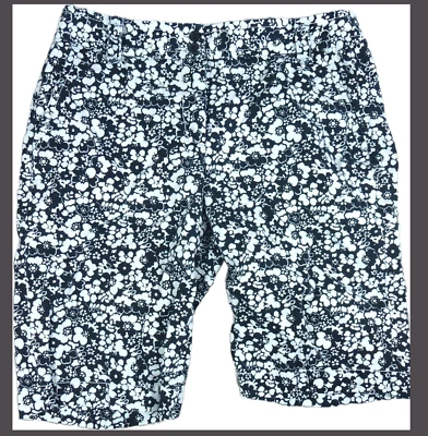Liz Claiborne Mujer Bermuda Shorts Guijarro Denim Negro Blanco Ditzy Floral 12 Foto 1 de 2