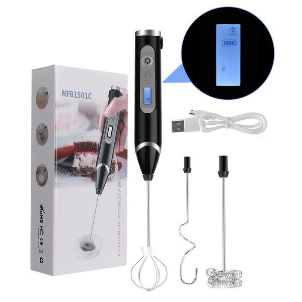 Milk Frother Food Grade Stainless Steel Coffee Blender Electric Whisk With Three Photo Related