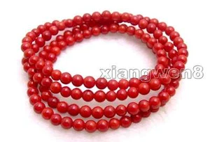 Pulsera redonda de coral rojo natural de 5-6 mm para mujer con collar largo joyería de 30 - Imagen 1 de 9