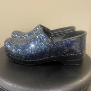 DANSKO Clogs Paint Splatter Blue Womens Size 42 Nursing Slip On Shoe Professiona - Picture 1 of 11