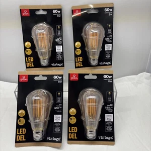 4 X Globe Electric 60W Equivalent ST19 Vintage Edison LED Bulb AMBER GLASS (B13 - Picture 1 of 7