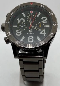 ROCAWEAR Watch New Battery Grey Steel 8” Band Faux Chronograph For Right Hand WR - Picture 1 of 8