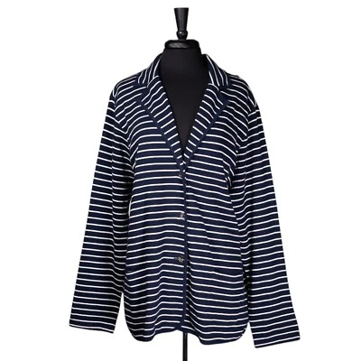 Chaps Ralph Lauren Blue White Striped Cardigan Knit Button Preppy Blazer 2X NWT - Image 1 of 4
