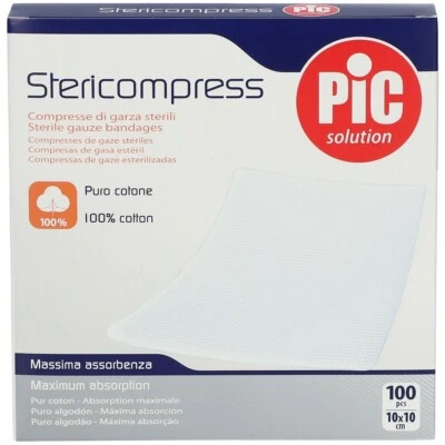 PIKDARE SRL Pic Stericompress Compresse Di Garza 10 x 10 cm Sterili 100 Pezzi
