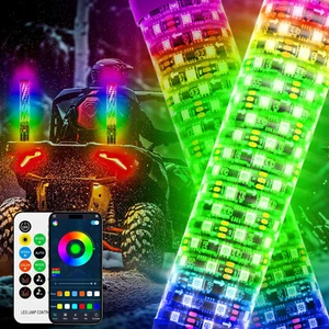2PCS 1FT Fat LED Whip APP Controlled Antenas Whip Light for Polaris RZR ATV UTV - Picture 1 of 15