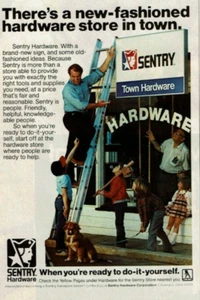 Vintage Print Ad 1979 Sentry Town Baumarkt Werkzeug Mann Kinder Leiter Hund Hilfe - Bild 1 von 2