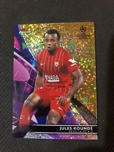 2021-22 Topps Finest UEFA UCL Jules Kounde Gold Speckle Refractor /50 Sevilla FC