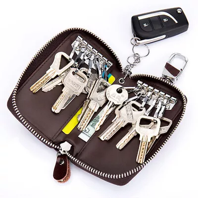 New Genuine Leather Car Key Case Wallet Credit Card Holder Purse For Men Women • 17.02€