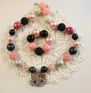 Chunky, BubbleGum Necklace, Stretch Bracelet, Baby, Girl, Enamel, Photos, (bg16) - Picture 1 of 2