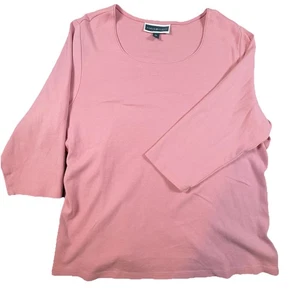 Karen Scott Shirt Oberteil Damen 2X Plus Pullover 3/4 Ärmel Koralle Rosa Freizeit - Bild 1 von 15