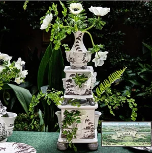 Juliska Country Estate Tulipiere Tower Set/3pc Flint Grey - Picture 1 of 17
