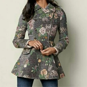 Abrigo Chaqueta Venus Floral Peplum Doble Pecho • Talla 10 - Imagen 1 de 3