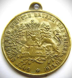 700 Jahre Schloss Wittelsbach "Gott schütze Bayern & König" 1909 Messing - Bild 1 von 2