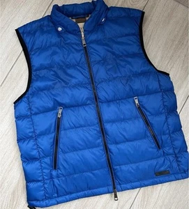Burberry Brit Men's Navy Blue Nova Check Quilt Down Vest Jacket XL - Picture 1 of 9