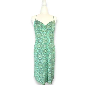 Vestido Y2K Babydoll Vintage Azul Verde Medallón Phoebe Buffay Midi Sin Mangas Años 90 L/XL - Imagen 1 de 6