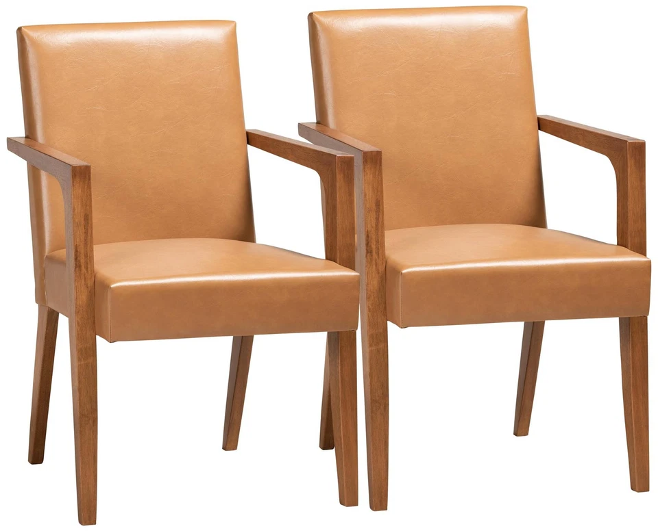 Juego de 2 sillones Baxton Studio Andrea cuero sintético tostado Foto 1 de 1