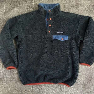 Boys Vintage Y2K Patagonia Reversible Snap T Deep Pile Blue Glissade Jacket Sz L - Picture 1 of 6
