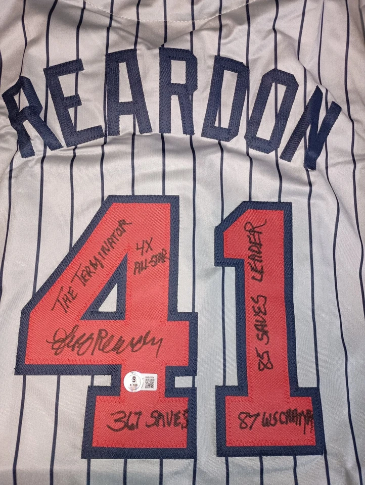 Camiseta personalizada firmada por Jeff Reardon Minnesota Twins 87 WSC 4X ALL STAR Beckett BAS Foto 1 de 4