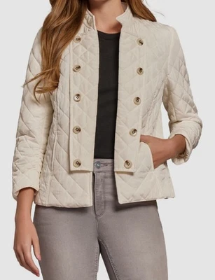 Chaqueta militar Jones New York para mujer blanca acolchada frente abierto talla pequeña PM Foto 1 de 2