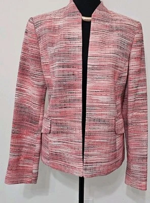 Kasper Womens Orange Blazer Sz 12 Open Front Long Sleeve Faux Pockets Business - Image 1 of 4
