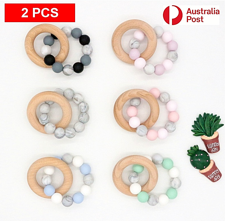 2PCS Baby Teething Chew Silicone Beads 