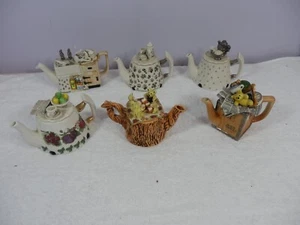 Lot of  6 Vintage Paul Cardew, Royal Albert  Designs  English  Teapot - Picture 1 of 14