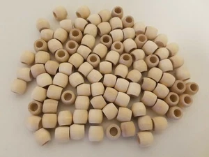 Lot of 100 Unfinished Macrame 1/2" Barrel Wood Craft Jewelry Beads 11mm x 13mm - Picture 1 of 4