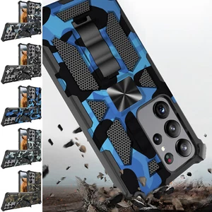 For Samsung Galaxy S25 S24 S23 S22 Camouflage Armor Bracket Shockproof Case - Picture 1 of 31