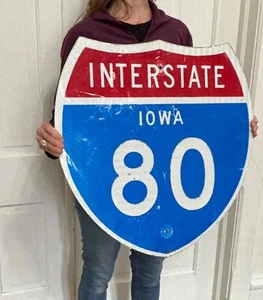Vtg I 80 Metal I80 Highway Interstate 80 Street Road Sign Man Cave - Picture 1 of 9