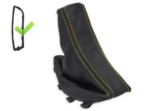 PARA BMW X3 E83 2004-2010 FUNDA FRENO DE MANO DE CUERO COSTURAS AMARILLO + MARCO - Imagen 1 de 5