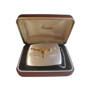 Vintage Anson Gürtelschnalle Cowboy, 2-farbig, silber & gold. Unbenutzt. - Bild 1 von 7