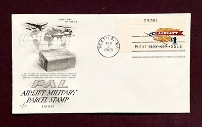 StampTLC US 1341 FDC 1 Dollar Airlift PAL Military Servicemen Plate Number 1968 - Image 1 of 2