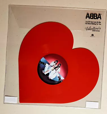 ABBA Lay All Your Love On Me HEART SHAPED VALENTINES 12" RED Vinyl - Image 1 of 2