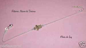 PULSERA MANO de FATIMA PLATA de LEY. Longitud 17,5 + 3 cm. Protectora + Estuche - Imagen 1 de 4